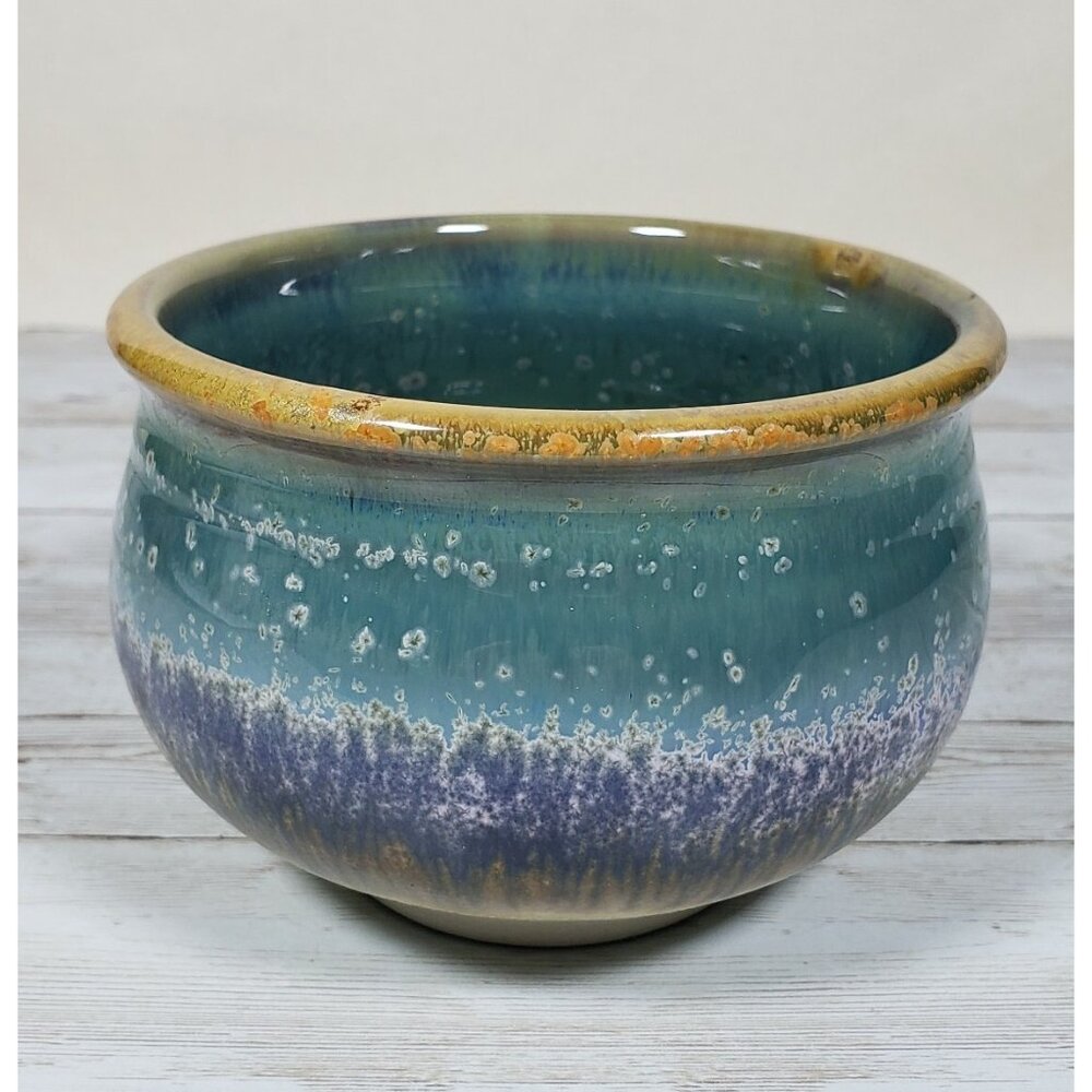 Pamela Rodger Planter Teal Blue Porcelain Bragg Creek AB 4.5" Canadian Pottery